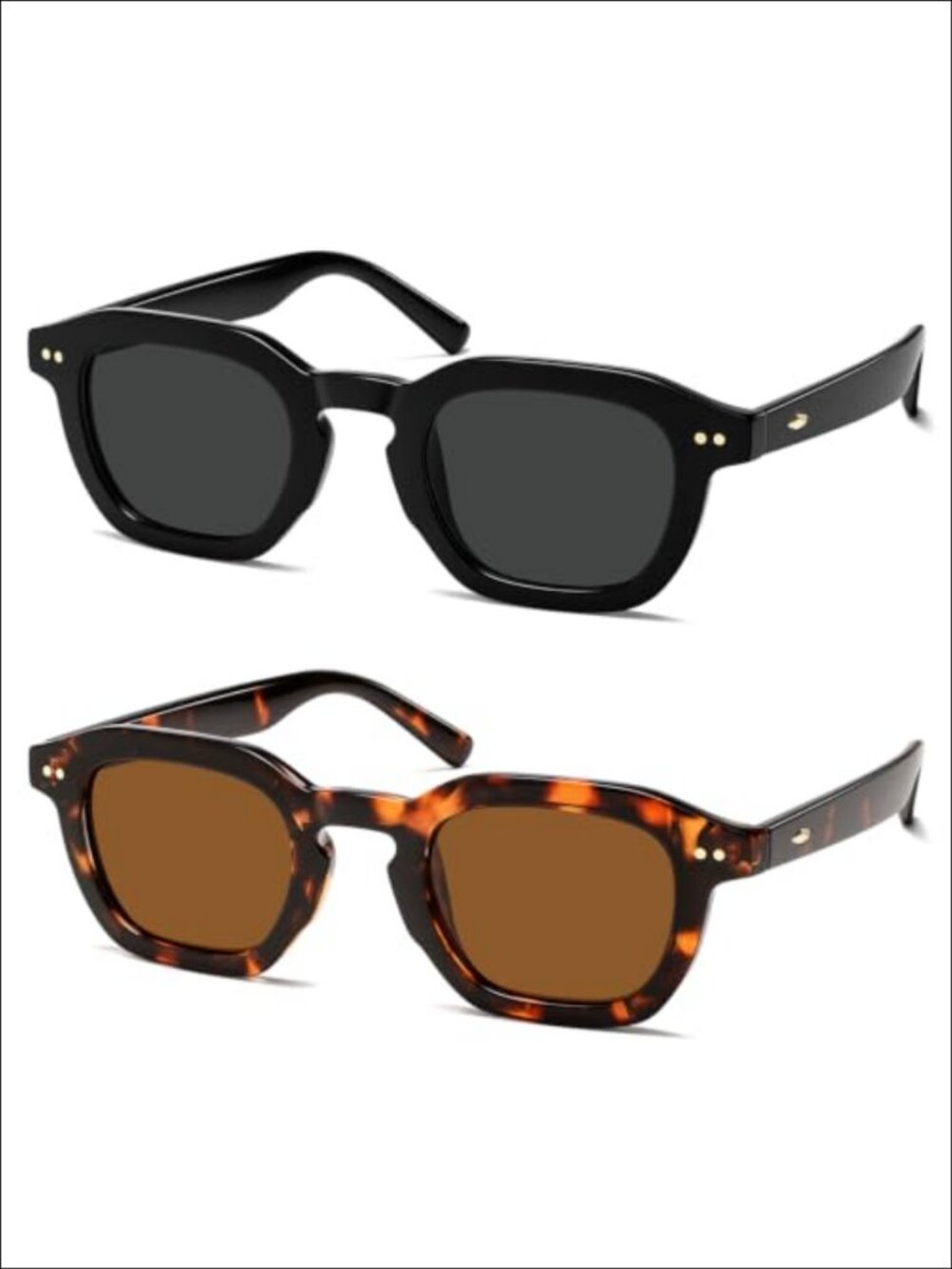 Polarized Retro Rectangular Sunglasses UV Protection Lightweight Unisex